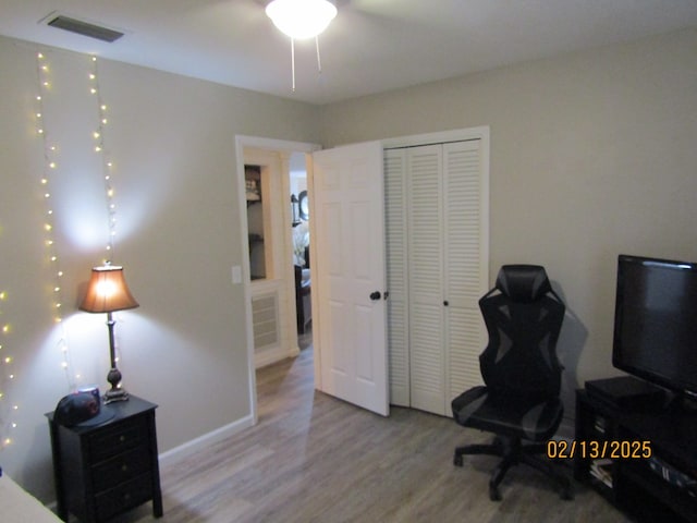 office space featuring light hardwood / wood-style flooring