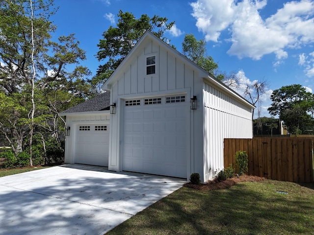garage featuring fence