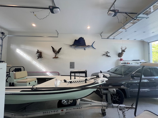 garage with a garage door opener