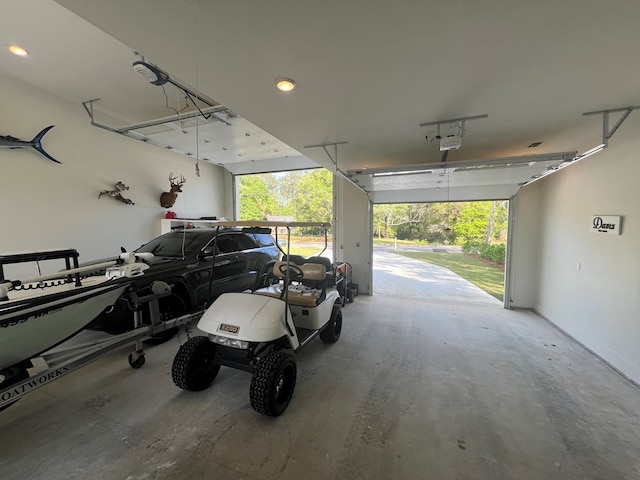 garage with a garage door opener
