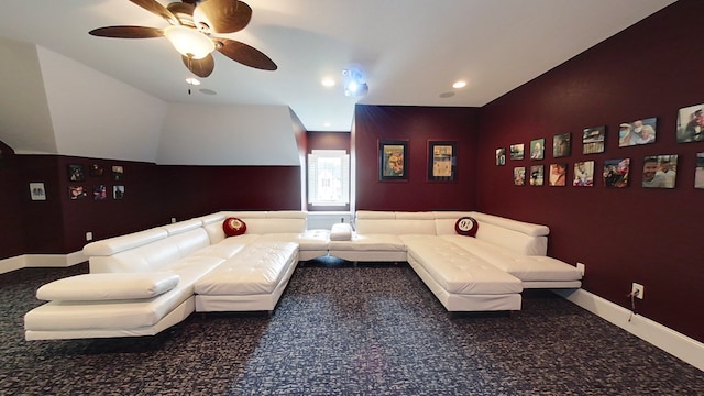 living room with ceiling fan