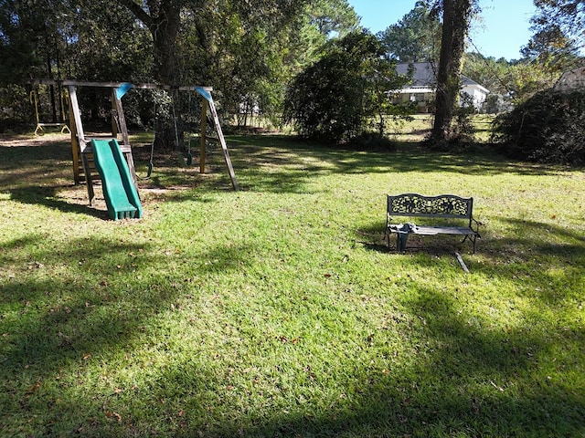 view of yard with a playground