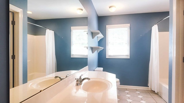 200 Sawgrass Ln, Thomasville, GA 31757 - bathroom with vanity, shower / tub combo, and tile patterned flooring