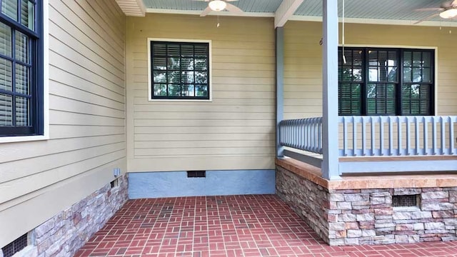 200 Sawgrass Ln, Thomasville, GA 31757 - entrance to property featuring crawl space, ceiling fan, and covered porch