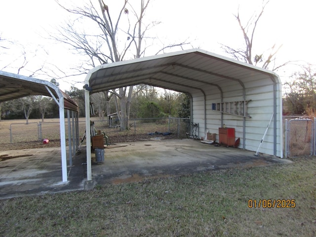 view of car parking featuring a carport