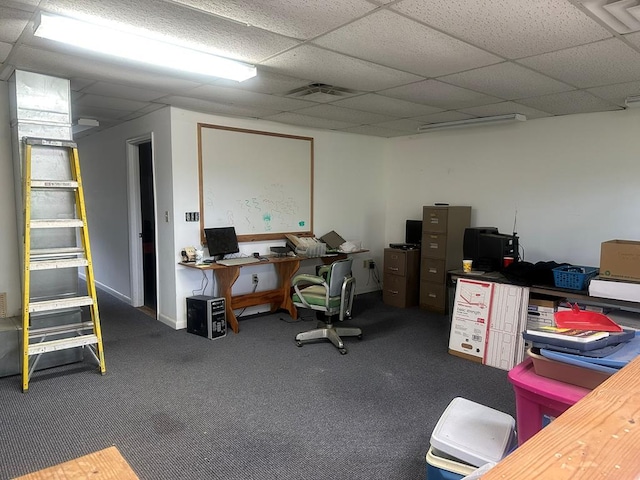 6715 Stewart Rd, Ochlocknee, GA 31773 - office area featuring carpet flooring and a paneled ceiling