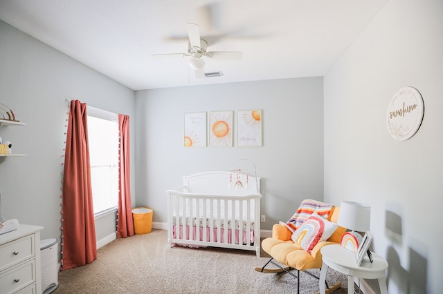 351 Virginia Cir, Cairo, GA 39828 - bedroom with carpet flooring, a nursery area, baseboards, and ceiling fan