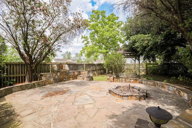 351 Virginia Cir, Cairo, GA 39828 - view of patio with a fire pit and a fenced backyard