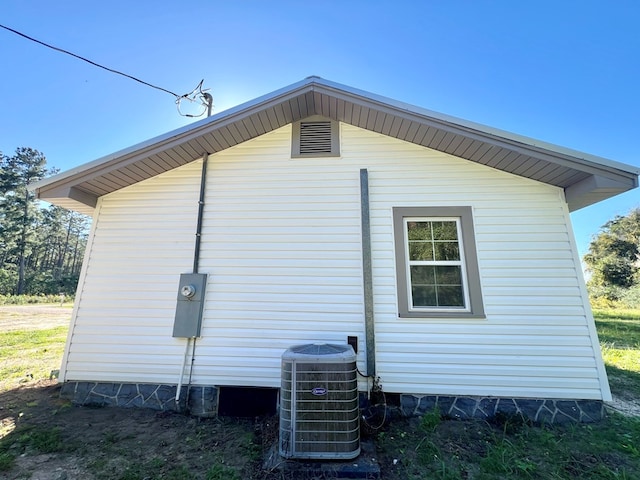 view of property exterior featuring central air condition unit