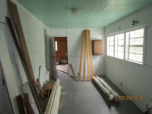 misc room with wooden ceiling