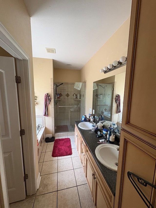 3794 Pine Park Rd, Cairo, GA 31778 - full bathroom with tile patterned floors, visible vents, a stall shower, and a sink