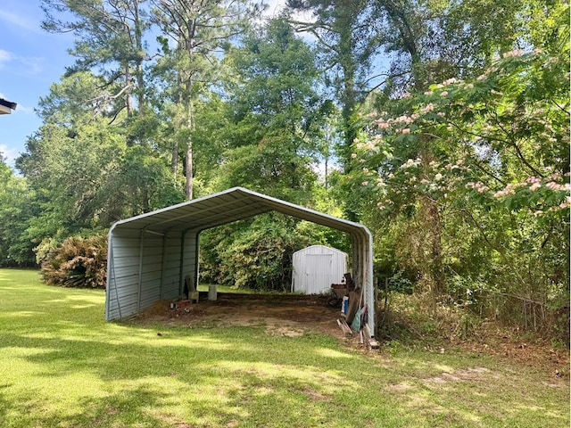 618 Harmony Rd, Pelham, GA 31779 - view of grassy yard with a carport and driveway