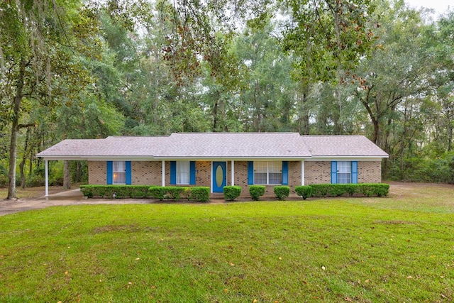 single story home with a carport and a front yard