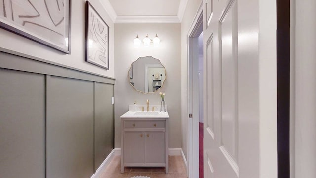 7827 Metcalf Rd, Thomasville, GA 31792 - bathroom featuring vanity, crown molding, and tile patterned floors