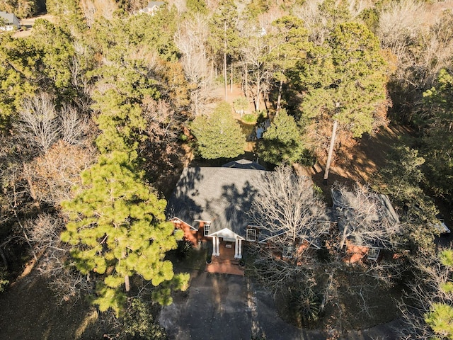 drone / aerial view with a forest view