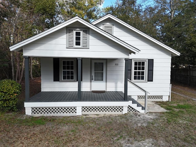 bungalow-style home with covered porch