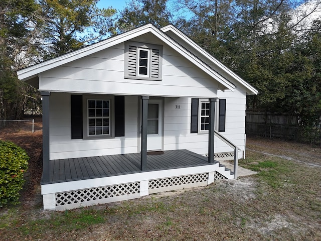 view of front facade featuring covered porch