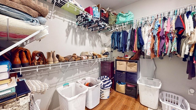 spacious closet with wood finished floors