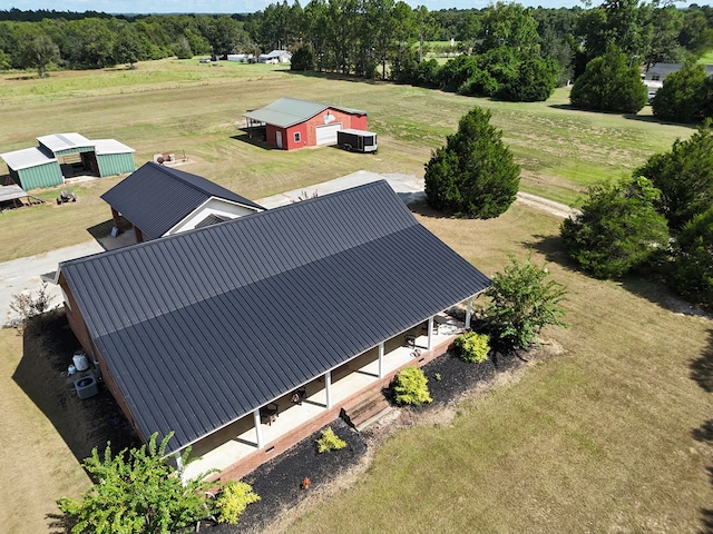 drone / aerial view featuring a rural view