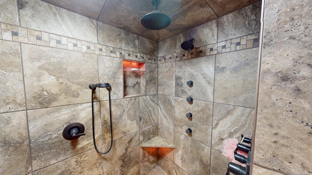 room details with a tile shower