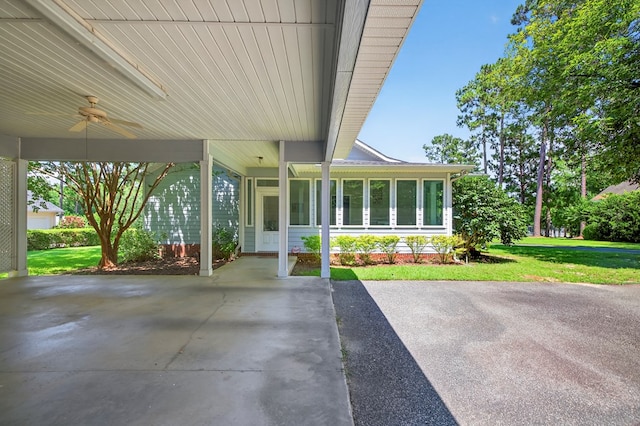 71 Buckfast Ct, Thomasville, GA 31792 - view of patio featuring ceiling fan and a sunroom