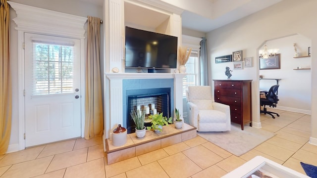 view of tiled living room