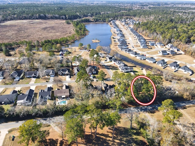 bird's eye view featuring a water view