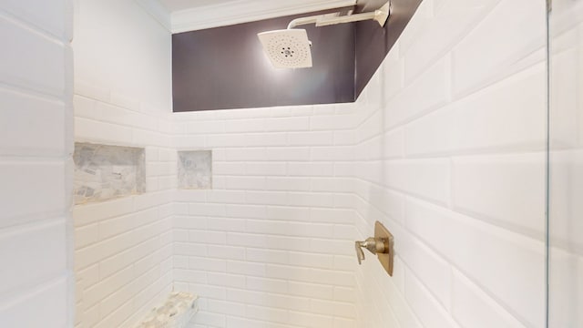 316 Bellingham Dr, Thomasville, GA 31792 - bathroom view of a tile shower and crown molding