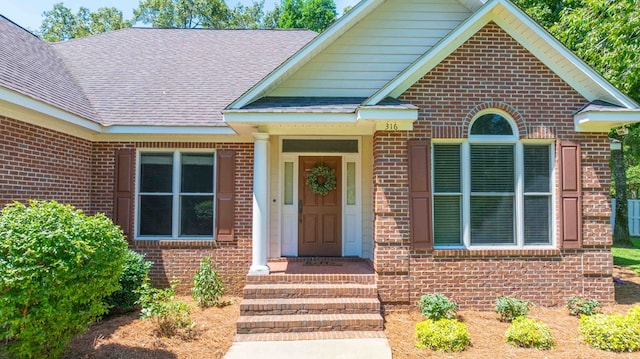 316 Bellingham Dr, Thomasville, GA 31792 - property entrance featuring brick siding and a shingled roof