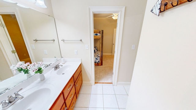 316 Bellingham Dr, Thomasville, GA 31792 - bathroom with double vanity, tile patterned flooring, and crown molding