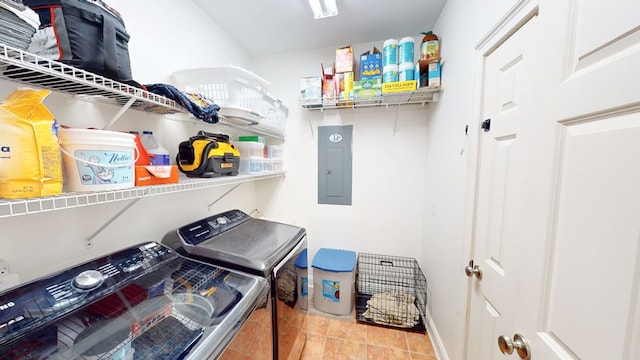 316 Bellingham Dr, Thomasville, GA 31792 - washroom with washer and clothes dryer, electric panel, and tile patterned flooring