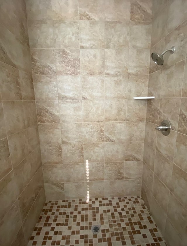 bathroom with a tile shower