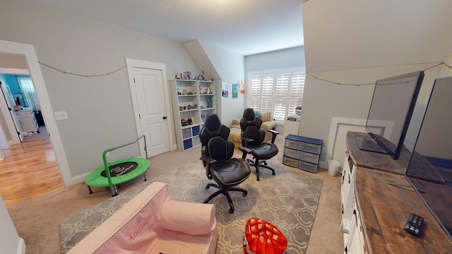 office area with light colored carpet