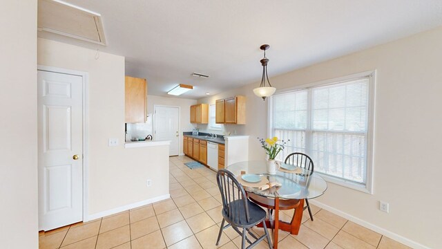 view of tiled dining room