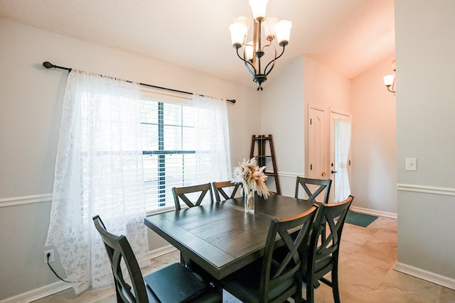 351 Plantation Ln, Thomasville, GA 31757 - dining room with a chandelier and vaulted ceiling