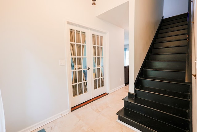 351 Plantation Ln, Thomasville, GA 31757 - stairway with french doors and marble finish flooring
