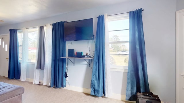 bedroom featuring baseboards and carpet flooring