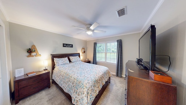 1216 Oriole Dr, Thomasville, GA 31792 - bedroom featuring light carpet, ornamental molding, ceiling fan, and an office area
