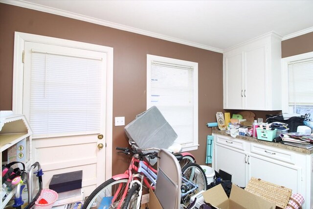 interior space featuring ornamental molding