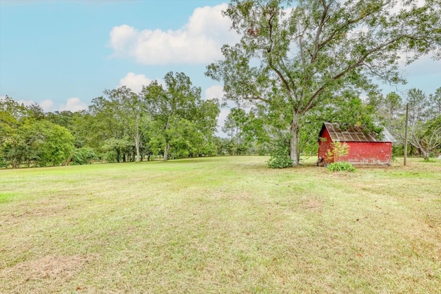 view of yard featuring an outdoor structure