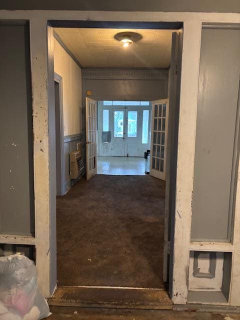 hallway featuring french doors