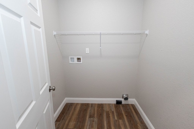 laundry area with washer hookup and dark hardwood / wood-style floors