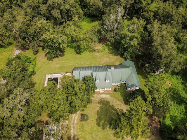 drone / aerial view with a view of trees