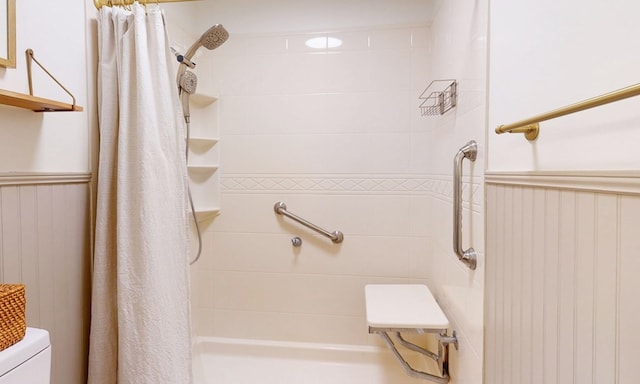 232 Cherokee Cir, Thomasville, GA 31757 - full bathroom with a shower with shower curtain and washer / dryer
