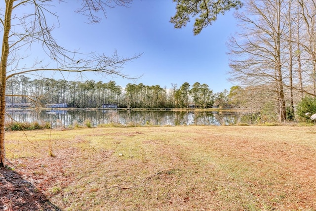 view of yard featuring a water view