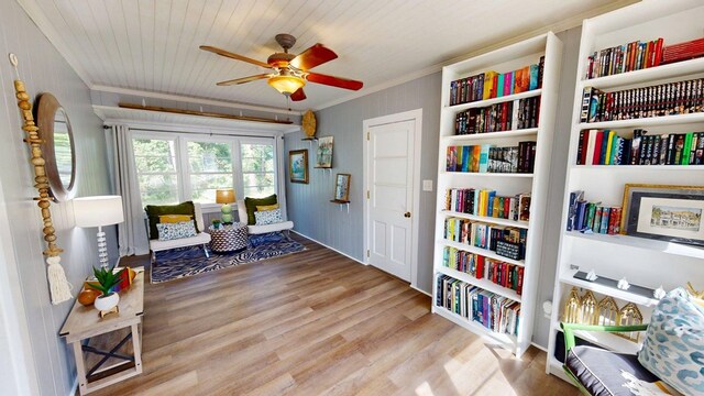 303 Glenwood Dr, Thomasville, GA 31792 - sitting room featuring ornamental molding, wood finished floors, and a ceiling fan