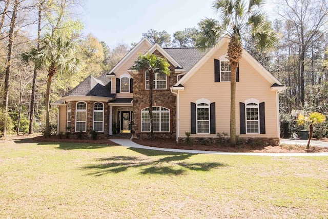 view of front of home featuring a front yard