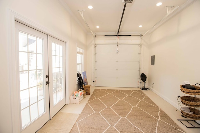 interior space featuring ornamental molding and french doors