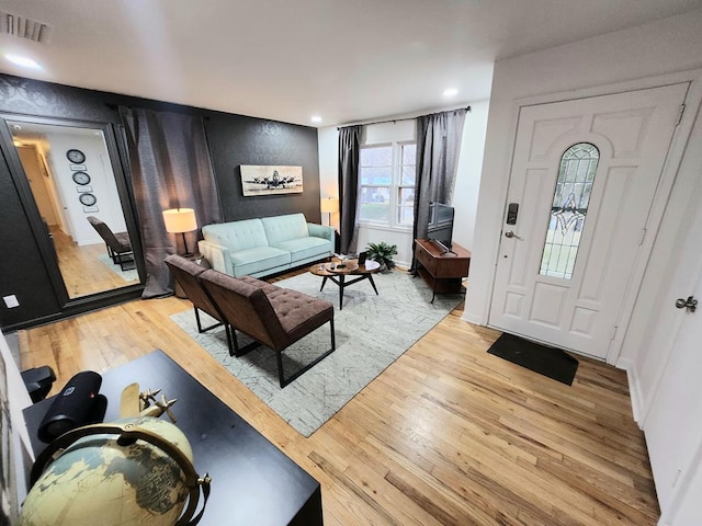 living room featuring light hardwood / wood-style flooring