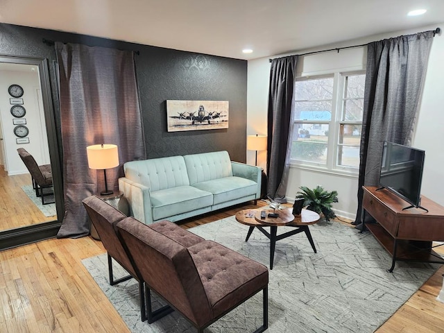 living room featuring light wood-type flooring